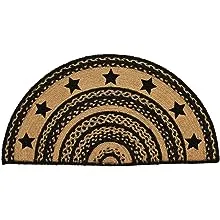 VHC Brands Farmhouse Primitive Jute Accent Rug Half Circle Stencil Stars Border w/Pad 16.5"x33"