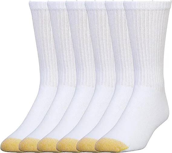 GOLDTOE Men's 656S Cotton Crew Athletic Socks, Multipairs