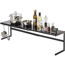 YAMAZAKI home 4481 Expandable Support Rack-Kitchen Storage Shelf Organizer, One Size, Black