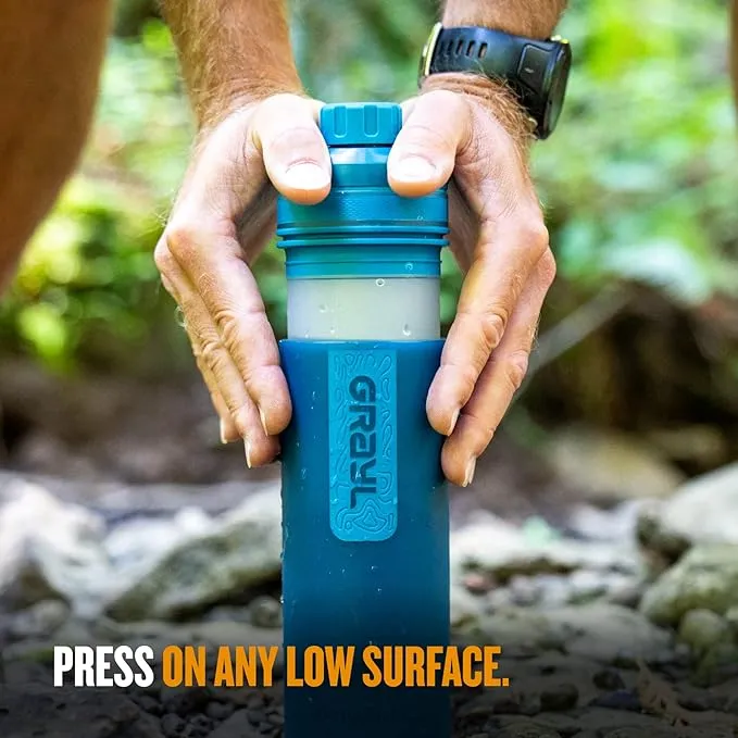 GRAYL UltraPress 16.9 oz Water Purifier & Filter Bottle for Hiking, Backpacking, Survival, Travel