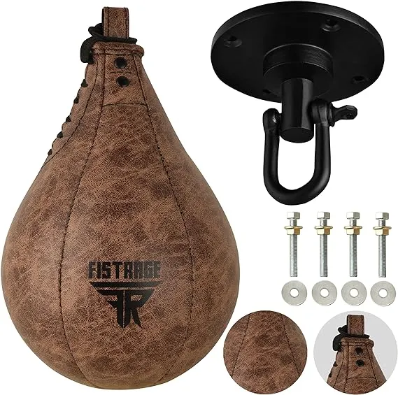 FISTRAGE Speed Ball Boxing Bag Leather MMA Muay Thai Training Punching Dodge ...