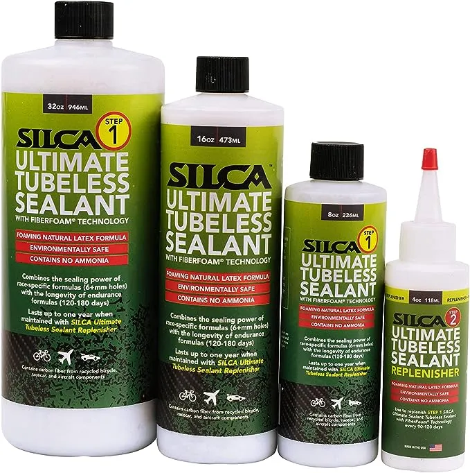 SILCA Ultimate Tubeless Tire Sealant W/FIBERFOAM | Long Lasting, Fast Sealing Bike Tire Sealant | Tubeless Sealant - MTB, Road, Gravel Bicycle Tires | Tire Sealant Bicycle