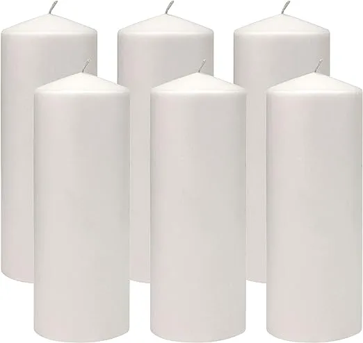 Stonebriar Collection Unscented Pillar Candles, White, 6-Pack, 3 in.