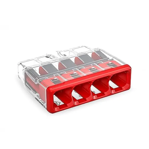 2773-404 | WAGO Wall-Nuts® PUSHWIRE® Splicing Connector | for Solid and Stranded Conductors | 4-Conductor | red Cover | [Box of 80 Pieces]