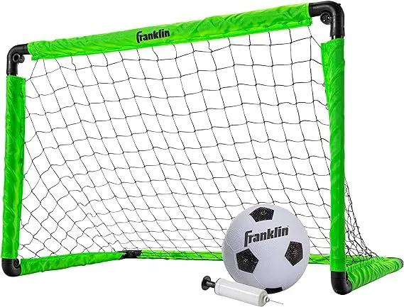 Franklin Sports Kids Mini Soccer Goal Set - Backyard/Indoor Mini Net + Ball Set with Pump - Portable Folding Youth Soccer Goal Set - 36" x 24"