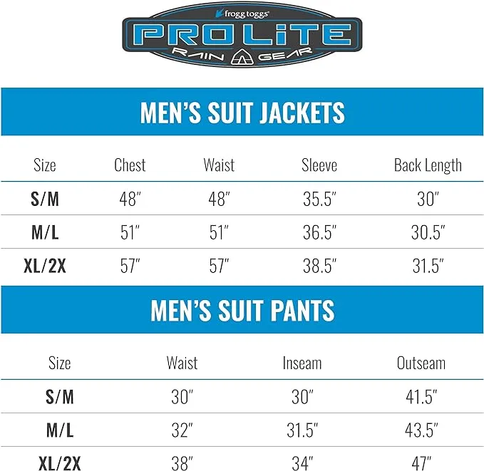 FROGG TOGGS Men's Pro Lite Suit, Waterproof, Breathable, Dependable Wet Weather Protection