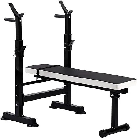 BalanceFrom Fitness Adjustable Strength Training Workout Station, Black & White