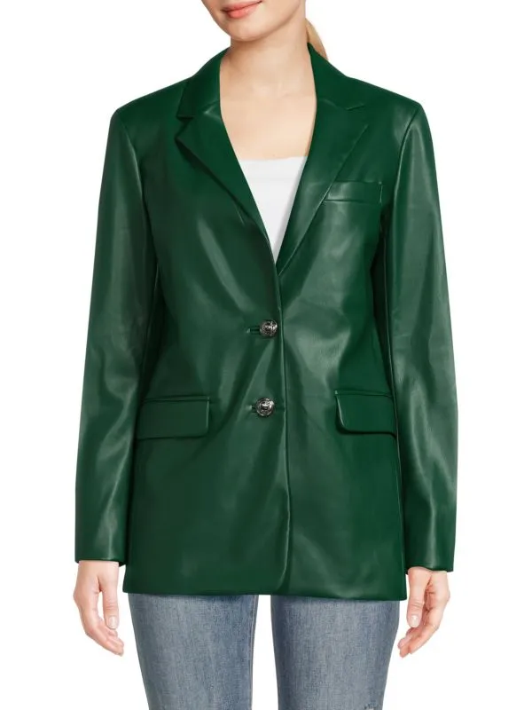 KARL LAGERFELD Women's Faux Leather Blazer