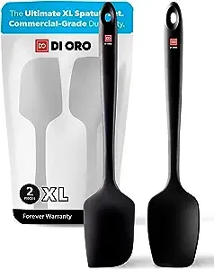 New di Oro Seamless Series 2-Piece Silicone Pro XL Spoonula & Spatula Set - 600°F Heat-Resistant Nonstick Rubber Commercial Grade Kitchen Cooking