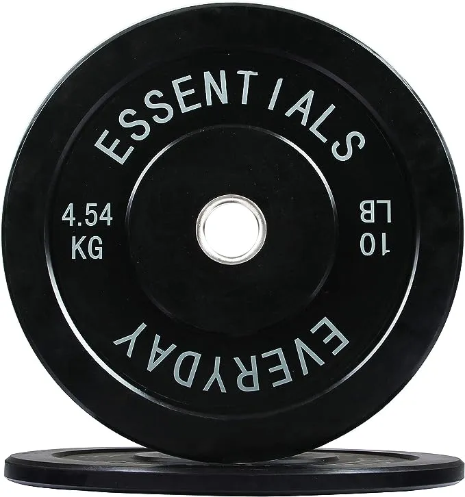 2&#034; Olympic Bumper Plate Weight Plates with Steel Hub, 10LB, Pair, Black, Updated