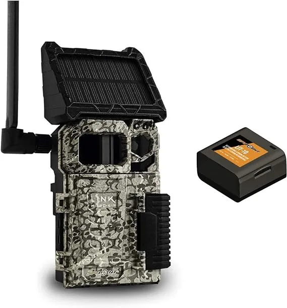 SPYPOINT Link-Micro-S-LTE-V Trail Camera Cellular Solar Panel 10MP Photos Night Vision 4 LED Infrared Flash 80'Detection Flash Range 0.4second Trigger Speed Game Cell Cameras for Hunting-For USA only