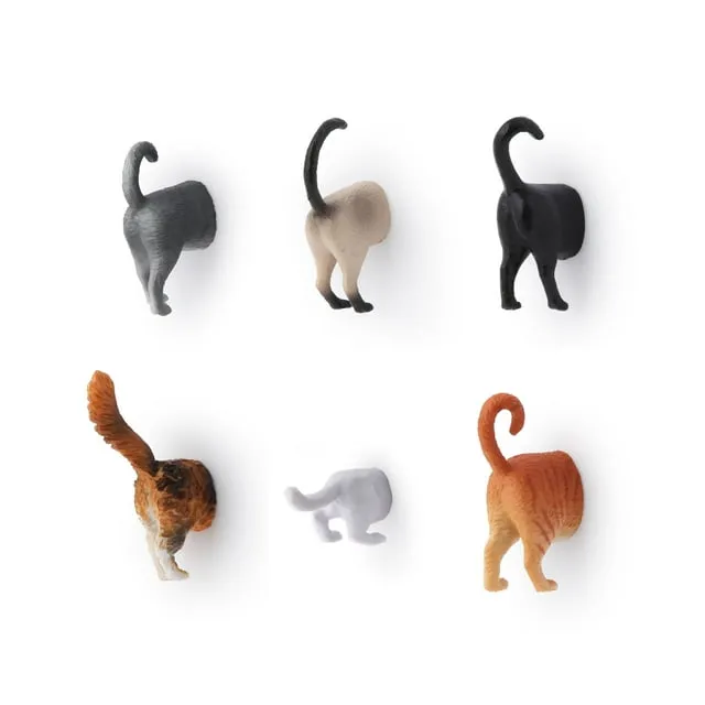 Cat Butt Refrigerator Magnets (Set of 6)