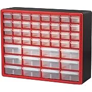 Akro-Mils 44 Drawer 10144REDBLK, Plastic Parts Storage Hardware and Craft Cabinet, (20-Inch W x 6-Inch D x 16-Inch H), Red & Black, (1-Pack)