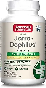 Jarrow Formulas Jarro-dophilus and FOS+E211, For Intestinal and Immunal Support, 3.4 Billion cells per Capsule, 200 Capsules (Packaging May Vary)