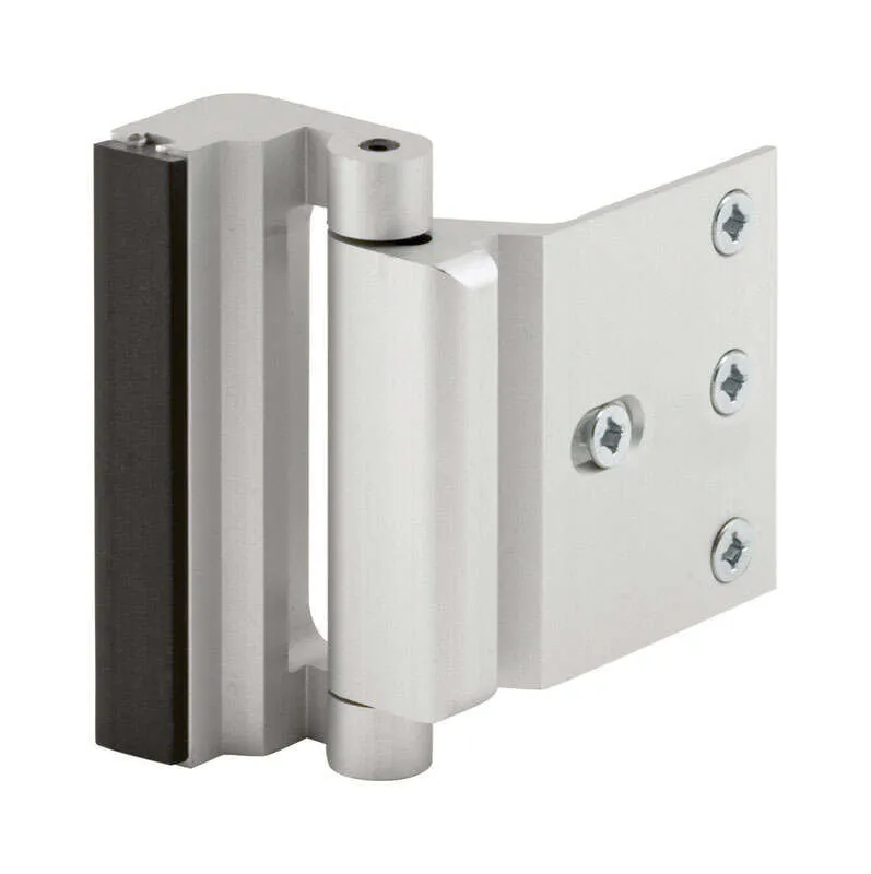 Defender Security U 10827 Door Reinforcement Lock – Add Extra, High Security to your Home and Prevent Unauthorized Entry – 3 In. Stop, Aluminum Construction, Satin Nickel (Single Pack)