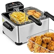 Costway Electric Deep Fryer 5.3QT/21-Cup Stainless Steel 1700W with Triple Basket