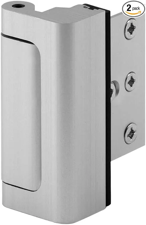 Prime-Line Door Reinforcement Lock, 3 in. Stop, Aluminum Construction, Satin Nickel Anodized Finish