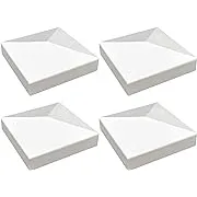 4 Pack 4inch Vinyl Pyramid Style Fence Post Cap/Vinyl Post Caps for 4" x 4" Vinyl Fence Post - White PVC/Vinyl Fence Post Cap