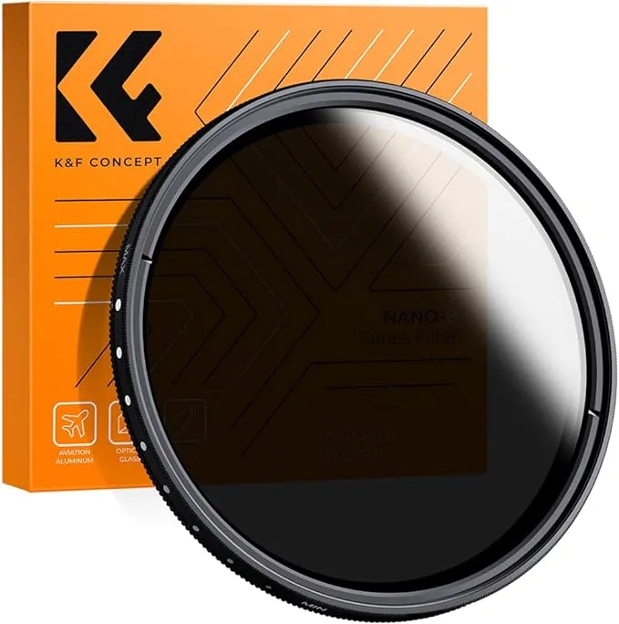 K&F Concept 72mm Variable ND2-ND400 ND Lens Filter (1-9 Stops) for Camera Lens, Adjustable Neutral Density Filter with Microfiber Cleaning Cloth (B-Series)K&F Concept 72mm Variable ND2-ND400 ND Lens Filter (…