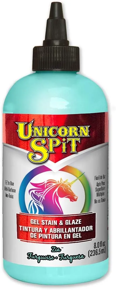 Unicorn SPiT 5771006 Gel Stain and Glaze, Zia Teal 8.0 FL OZ Bottle, 8 (Pack of 1)Unicorn SPiT 5771006 Gel Stain and Glaze, Zia Teal 8.0…