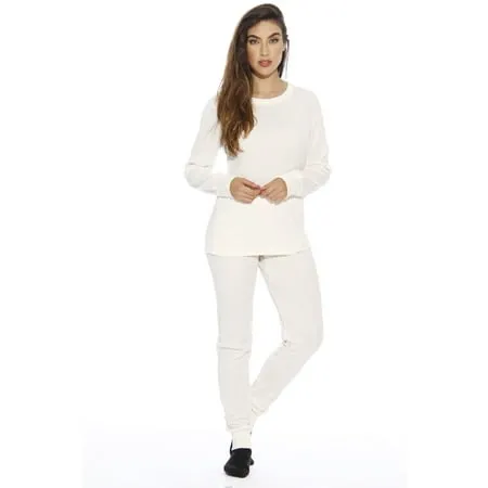 Just Love Women's Thermal Underwear Pajamas Set (White, Large)