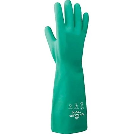 SHOWA 730 Nitrile Cotton Flock-lined Chemical Resistant Glove Large (Pack of 12 Pairs)