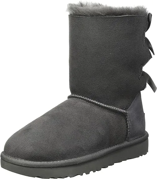 UGG Women's Bailey Suede Bow II Boots, Grey, 12