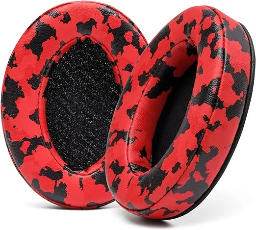 WC Wicked Cushions PadZ - Thick & Soft Ear Pads for ATH M50X / M40X / SteelSeries Arctis/HyperX Cloud & Alpha/Logitech G Pro X/Compatible with Over 50 Headphones | Red Camo