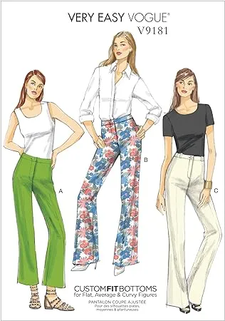 Vogue 9181 Misses&#039; Below Waist Pants, Boot Legged, Fitted Hips, Sizes 14-22