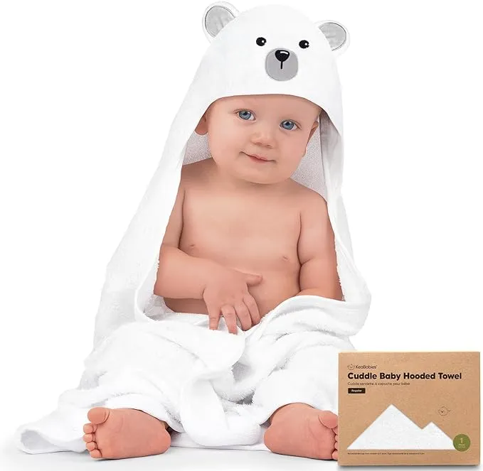 KeaBabies Cuddle Organic Bamboo Baby Hooded Towel - Penguin