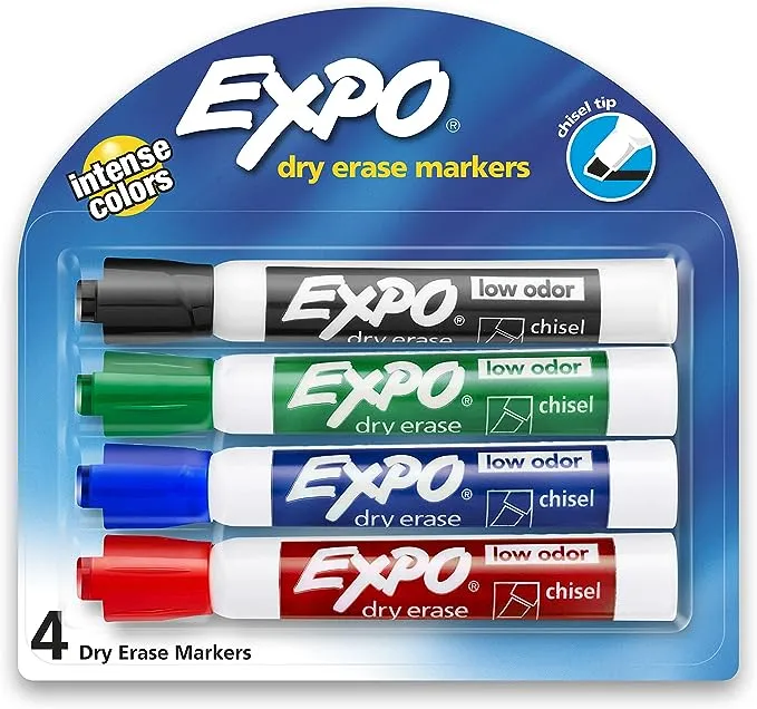 Expo Low-Odor Dry Erase Chisel Tip Markers