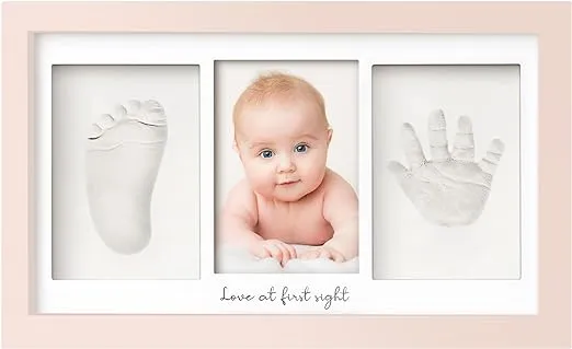 Baby Hand and Footprint Kit - Baby Footprint Kit, Newborn Keepsake Frame, Baby Handprint Kit, Personalized Baby Gifts, Nursery Decor, Baby Shower Gifts for Girls Boys (Petal Pink)