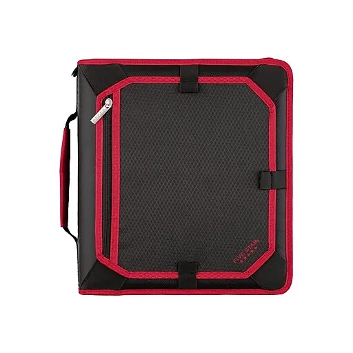 Five Star 2" Zipper Binder + Expansion Panel, Black/Red (29052CE8)