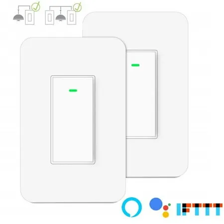 Nexete Smart Wi-Fi Triple Light Switch,3 Individual Single Pole Switch,Remote Voice Control Smart Life App Work with Alexa Google Assistant,Neutral Wire Required(1-Pack Triple Smart Switch)