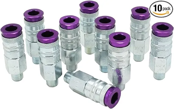 Milton 765VC ColorFit HighFlowPRO Couplers, V-style Purple, 1/4" NPT Male, Box of 10