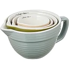 Stoneware Batter Bowl Measuring Cups, 4 Colors, Set of 4