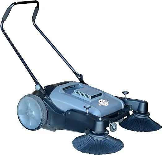 Tomahawk Industrial 38" Walk Behind Push Sweeper with Triple Power Side Brooms Floor Cleaning of Dust Litter Grass