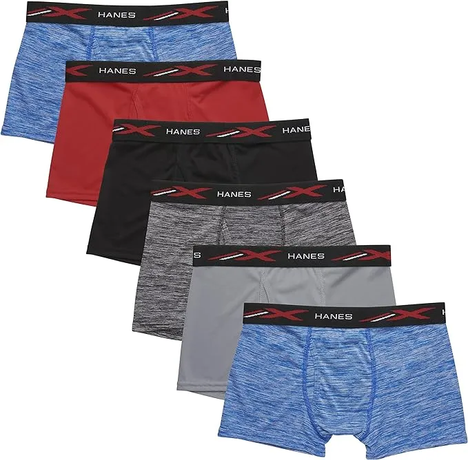 Hanes Boys' Breathable Tagless Boxer Brief, 6-Pack