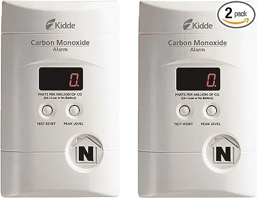 Kidde Carbon Monoxide Detector, Plug In Wall with 9-Volt Battery Backup, Digital LED Display, 2 PackKidde Carbon Monoxide Detector, Plug In Wall with 9…