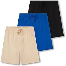 Real Essentials 3 Pack:Mens Cotton Ultra-Soft Knit Sleep Pajama Shorts & Lounge Wear (Available in Big & Tall)