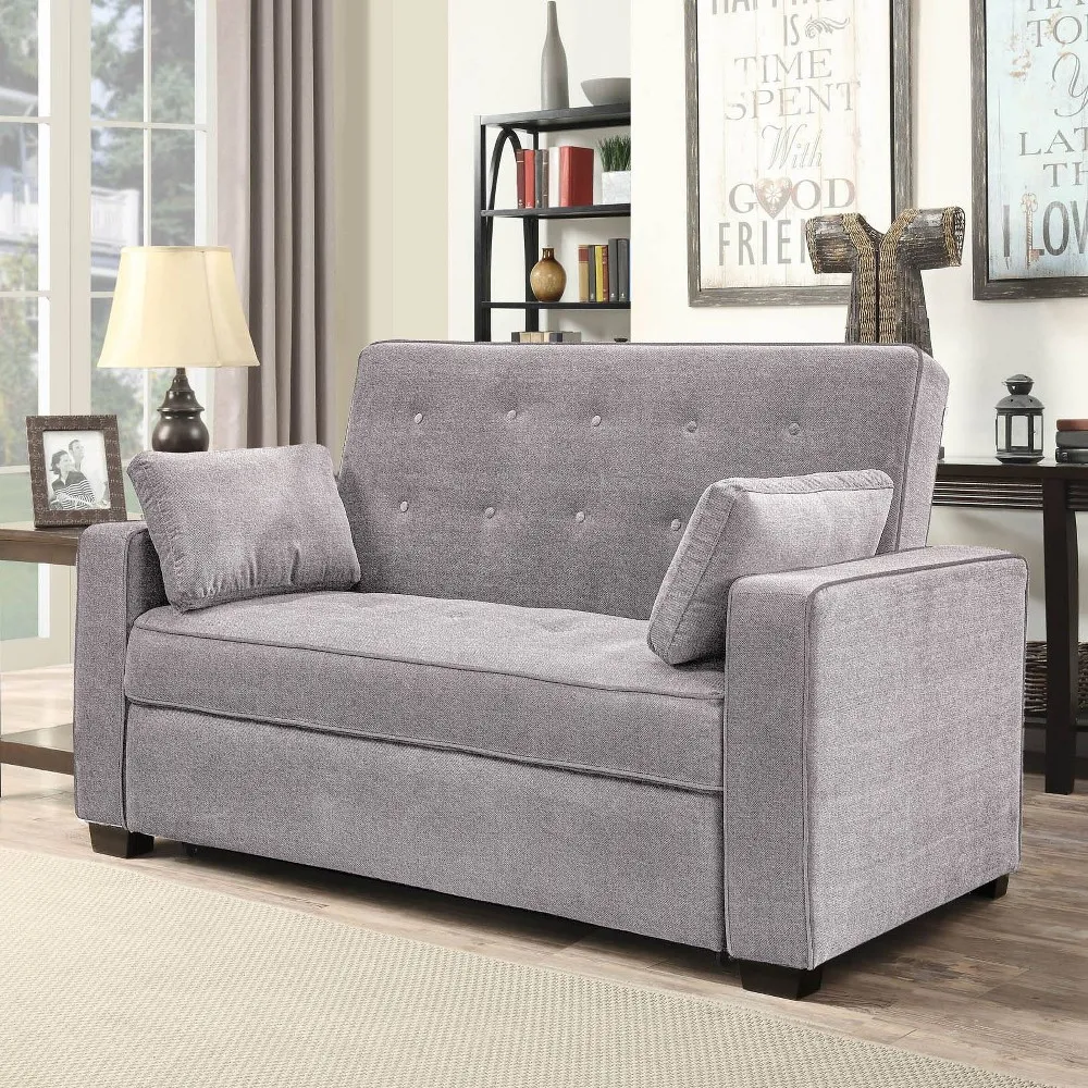 Andrea Convertible Futon Sleeper Sofa Light Gray - Serta