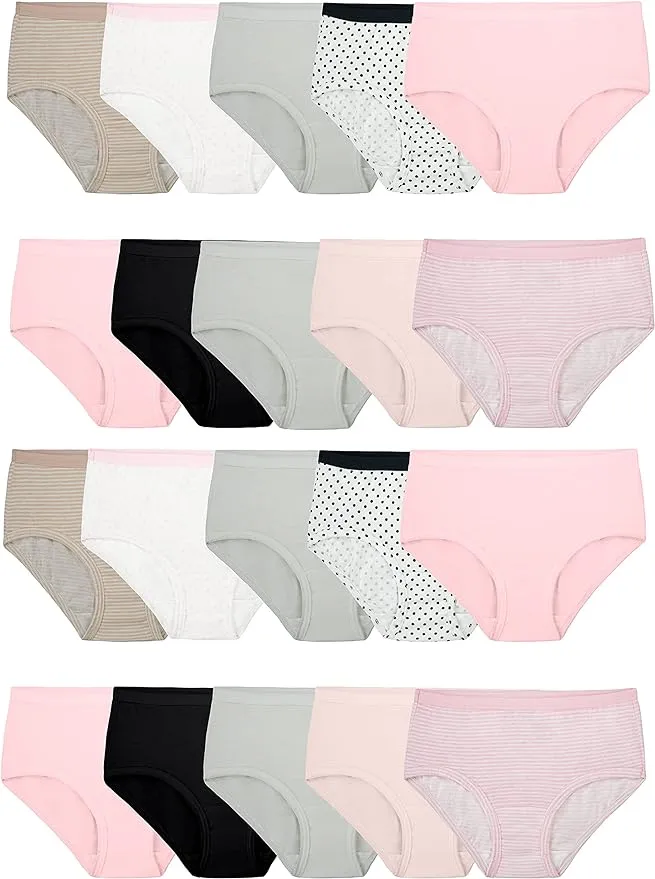 Fruit of the Loom Girls' Tag Free Cotton Brief Underwear Multipacks