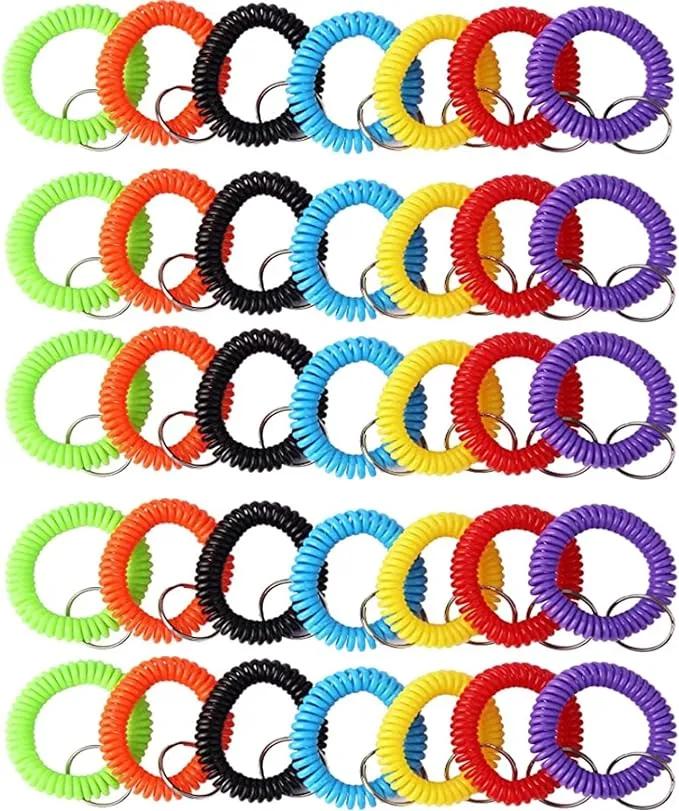 Arroyner 70Pcs Colorful Stretchy Keychain Bracelet Spiral Wristband Keychain for Outdoor, GymArroyner 70Pcs Colorful Stretchy Keychain Bracelet S…