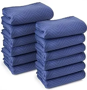 Sure-Max 12 Moving & Packing Blankets - Deluxe Pro - 80" x 72" (40 lb/dz weight) - Professional Quilted Shipping Furniture Pads Royal Blue