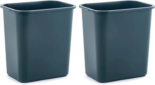 United Solutions 7 Gallon / 28 Quart Space Saving Trash Wastebasket, Fits Under Desk and Small, Narrow Spaces in Commercial, Kitchen, Home Office, and Dorm, Easy to Clean, 2 Pack, Black, (WB0338)