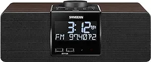 Sangean Rcr-40 AM/FM Bluetooth Tabletop Wooden Clock Radio with Alarm