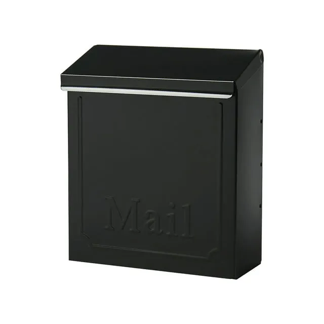 ARCHITECTURAL MAILBOXES Townhouse Vertical Small Capacity, Galvanized Steel Wall Mount Mailbox, 4.1 x 8.6 x 10.1 inches, Black