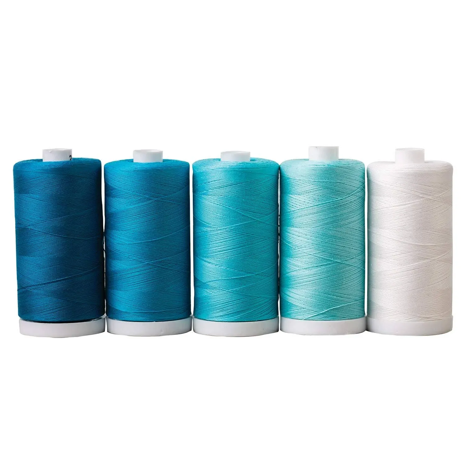 100% Cotton Thread Sets - 1200 Yard Spools Set of 5 - Seaside