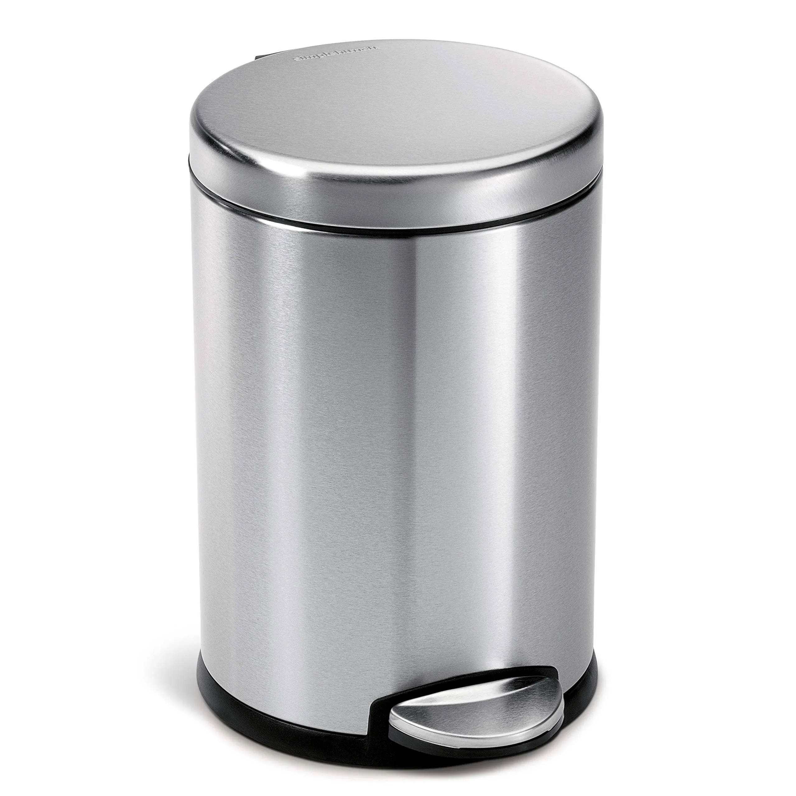 simplehuman 4.5 Liter / 1.2 Gallon Round Bathroom Step Trash Can, Polished Stainless Steel