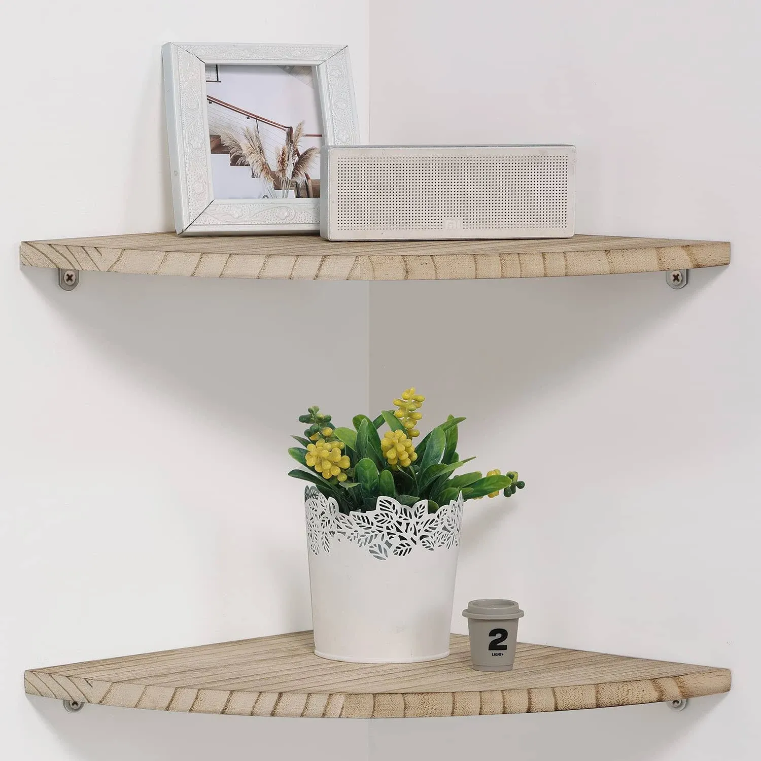 JORIKCHUO 10 inch Corner Wall Shelf, Set of 2 Solid Wood Corner Floating Shelves ...